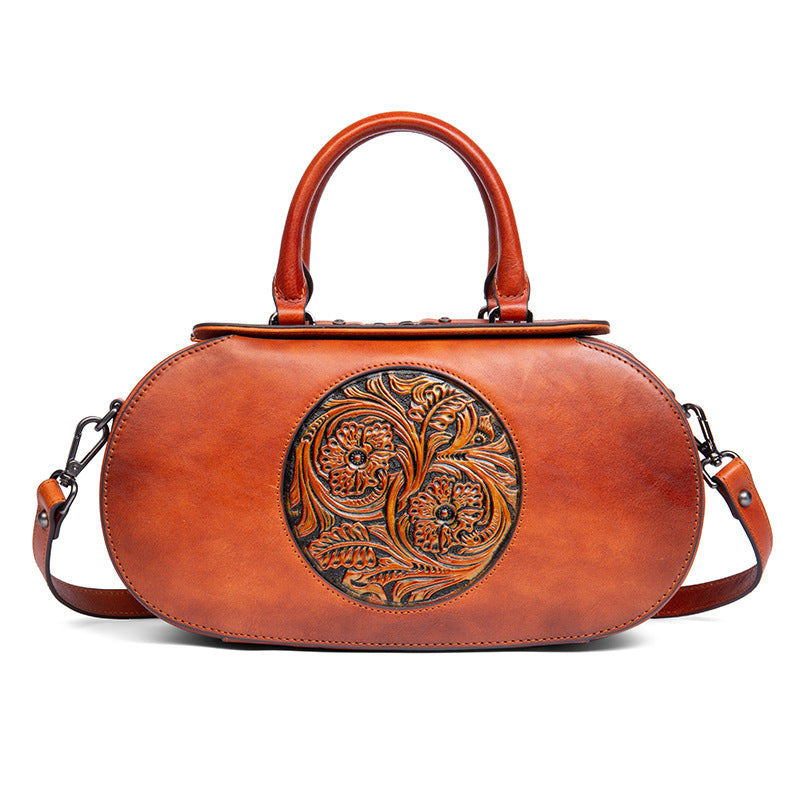 Women's First Layer Cowhide National Style Niche Handbags