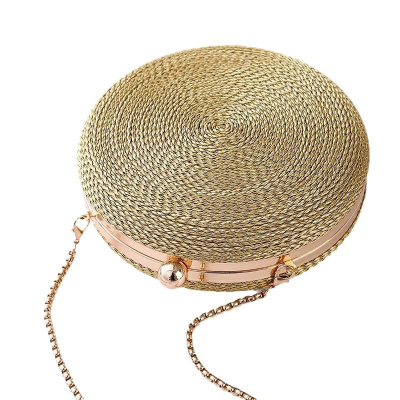 Women's Woven Round Banquet Yan Dinner Chain Bags