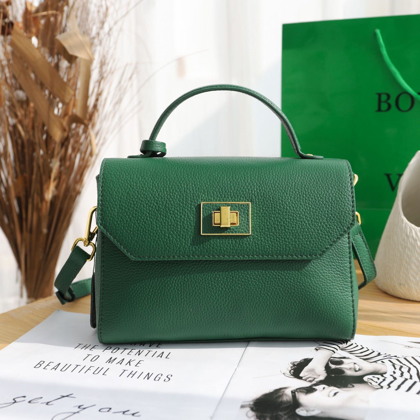 Women's Textured Soft Cowhide Leather Design Fashion Crossbody Bags
