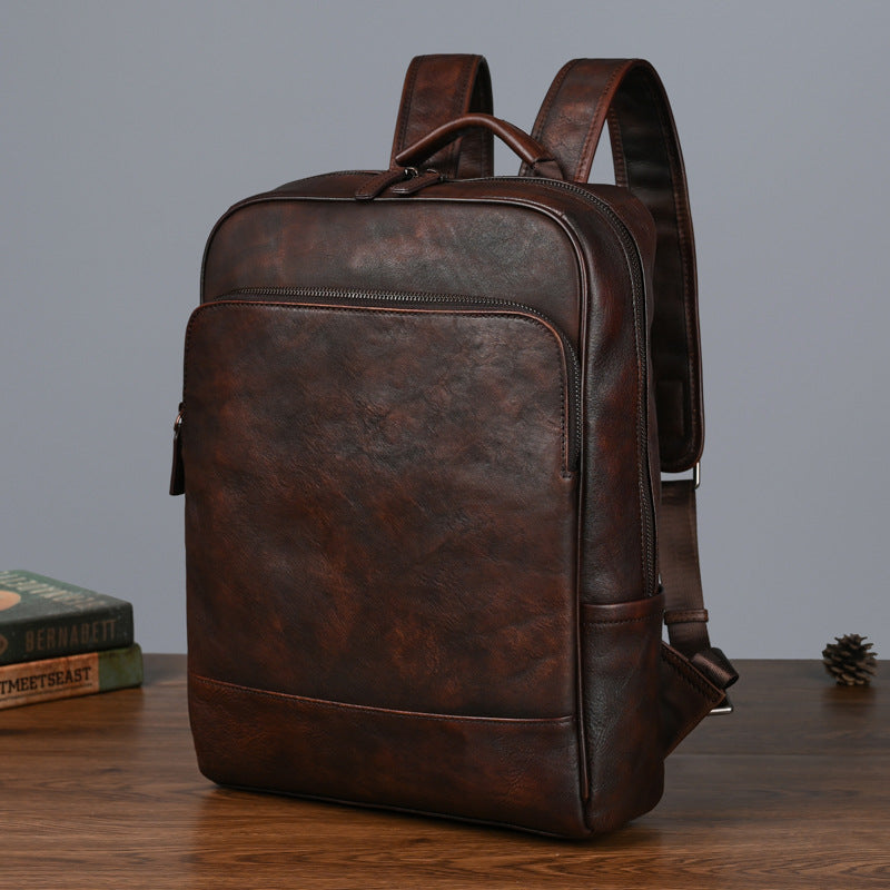 Men's Shipping First Layer Cowhide Computer Backpacks