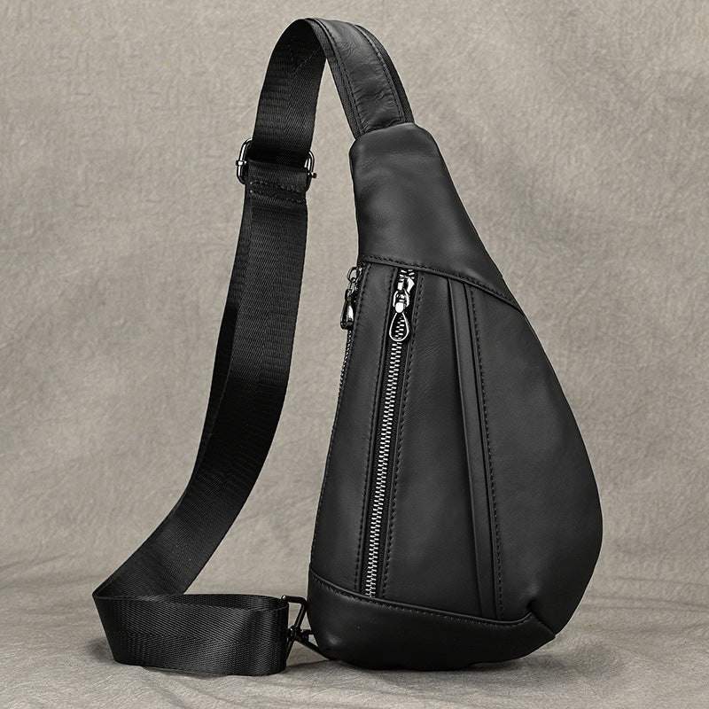 Men's Creative Fashion Leather Top Layer Cowhide Men's Chest Bags