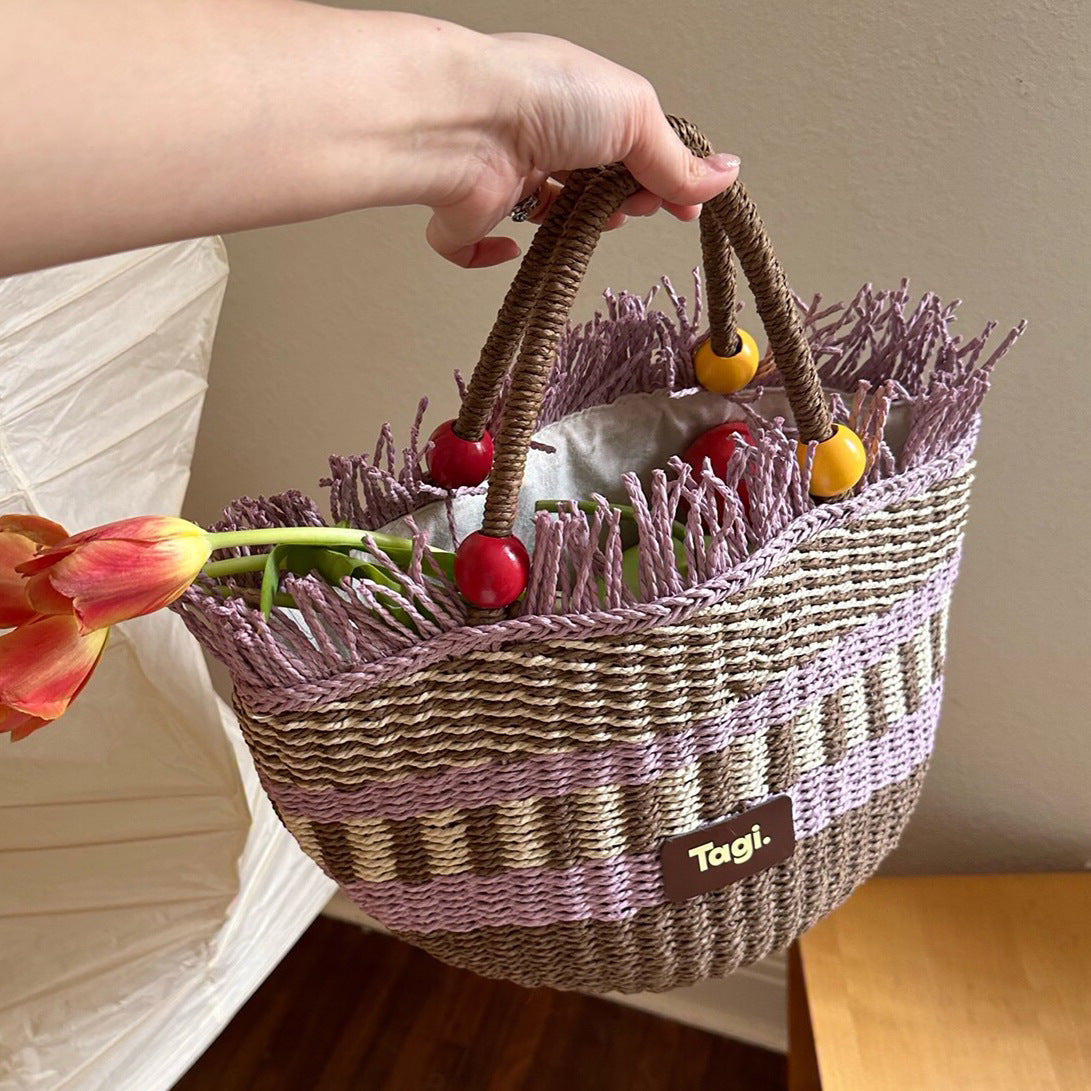 Fruit Woven Portable Picnic Vegetable Basket Handbags