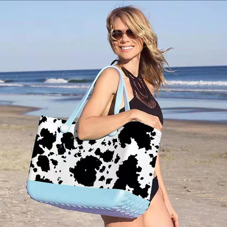Women's Hole Beach Storage Big Printing Basket Handbags