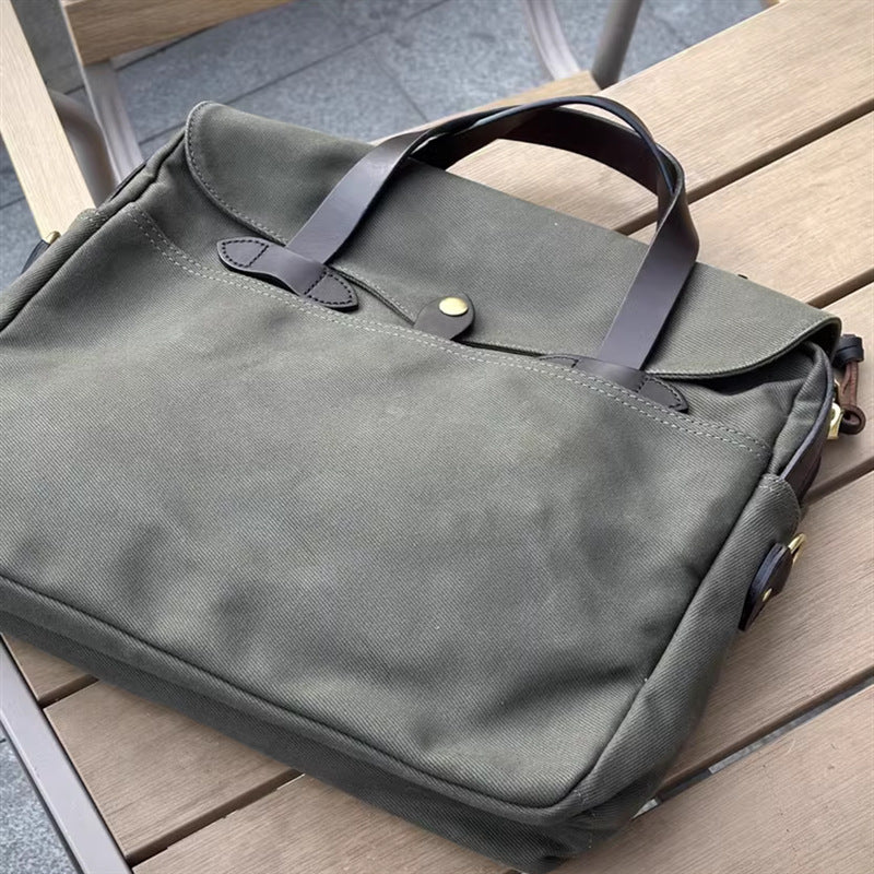 Men's Vintage Oil Wax Canvas Official Document Gentleman Men's Handbags