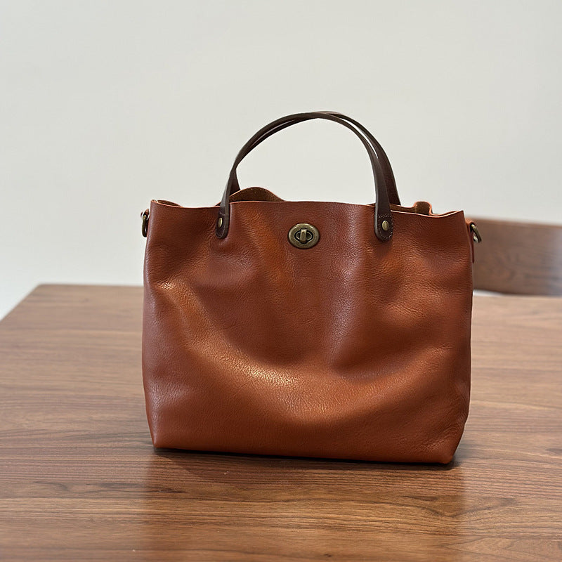 Women's Vegetable Tanned Leather Top Layer Genuine Portable Bags