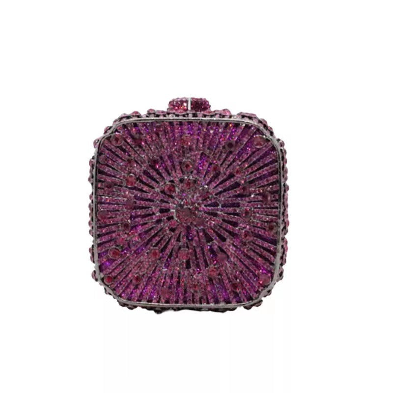 Women's Diamond Hollow Metal Hard Box Crystal Evening Bags