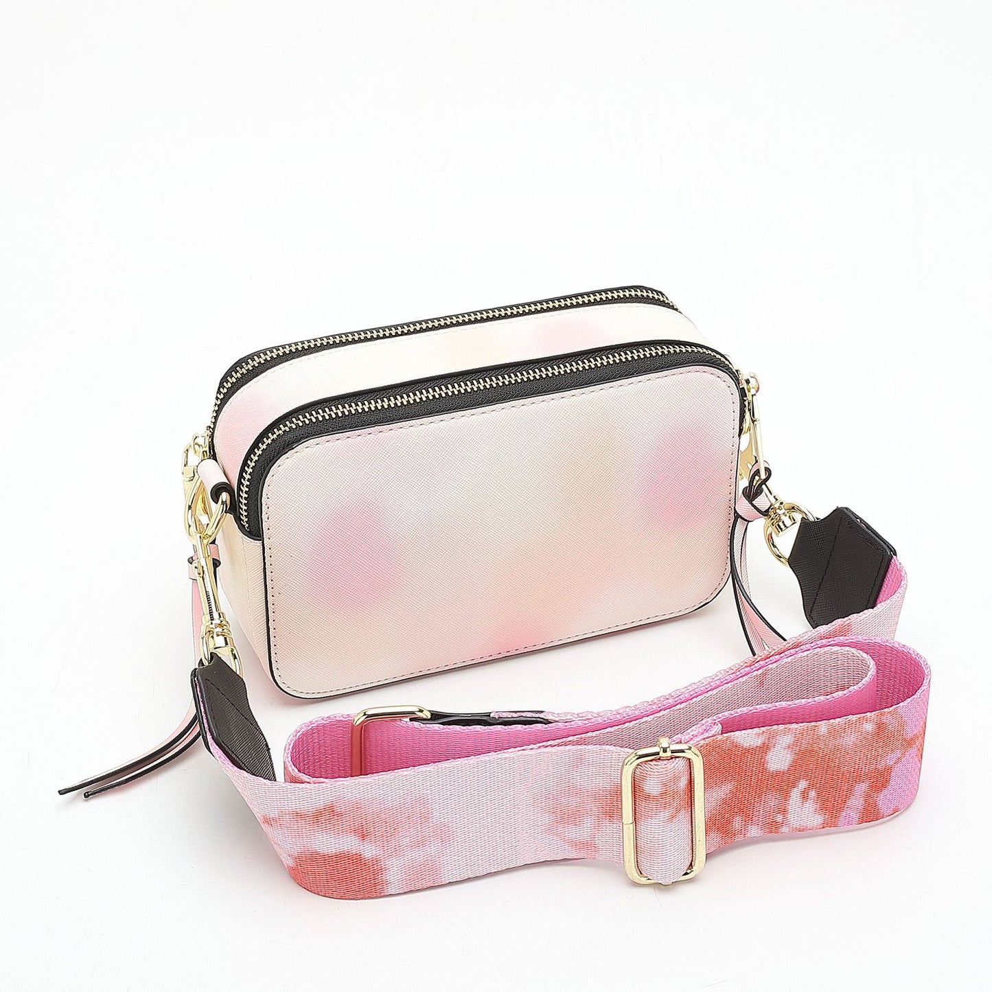 Women's Wide Strap Mark Double Zipper Classic Bags