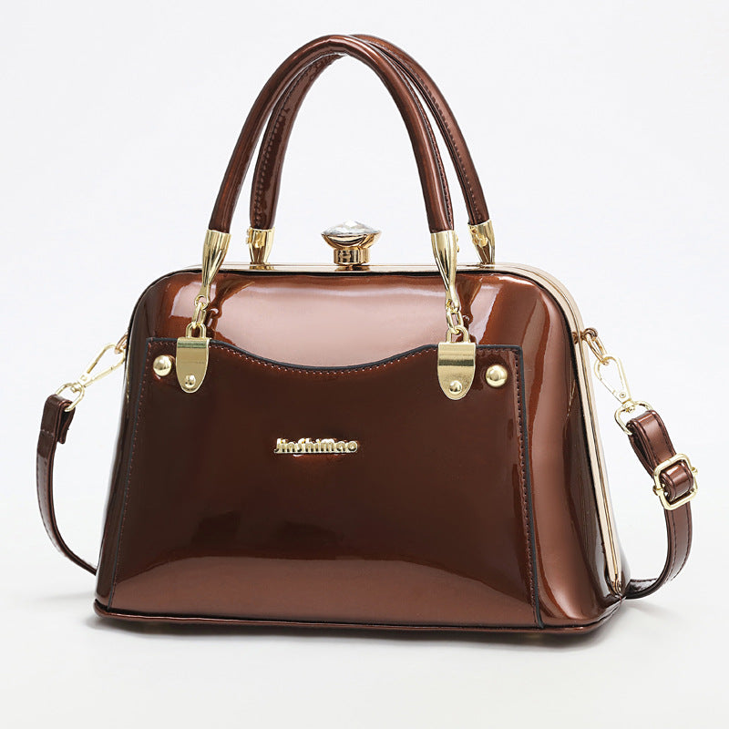 Women's Popular Bright Leather Steel Frame Fashion Handbags