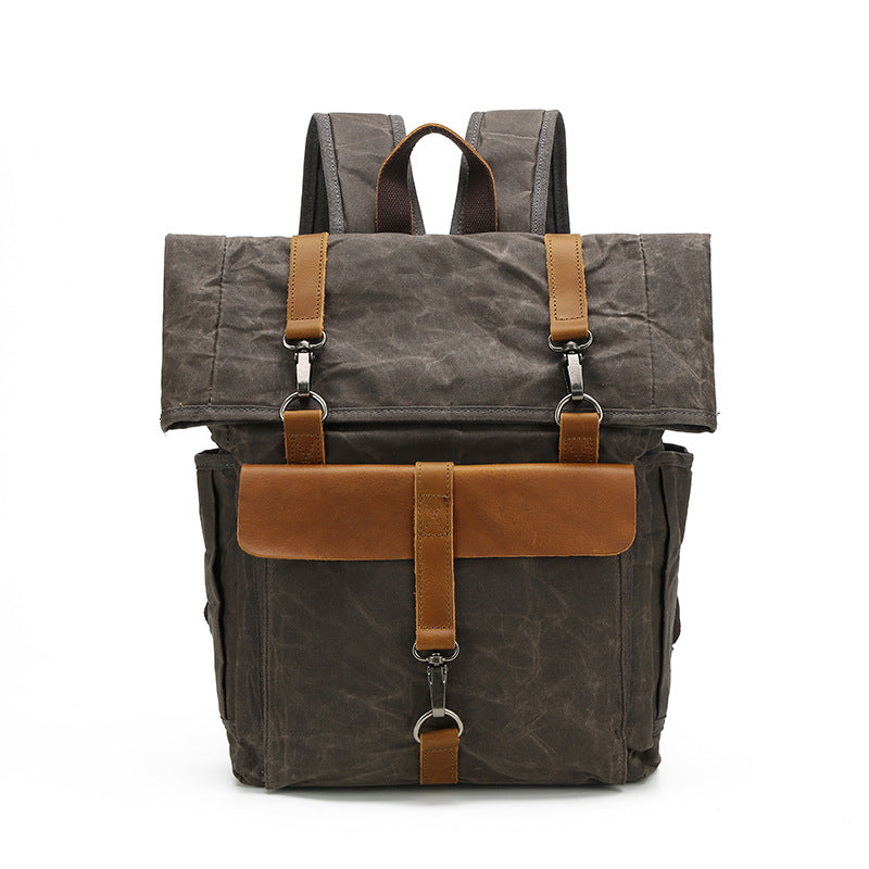 Leather Waterproof Oil Wax Canvas Leisure Computer Backpacks