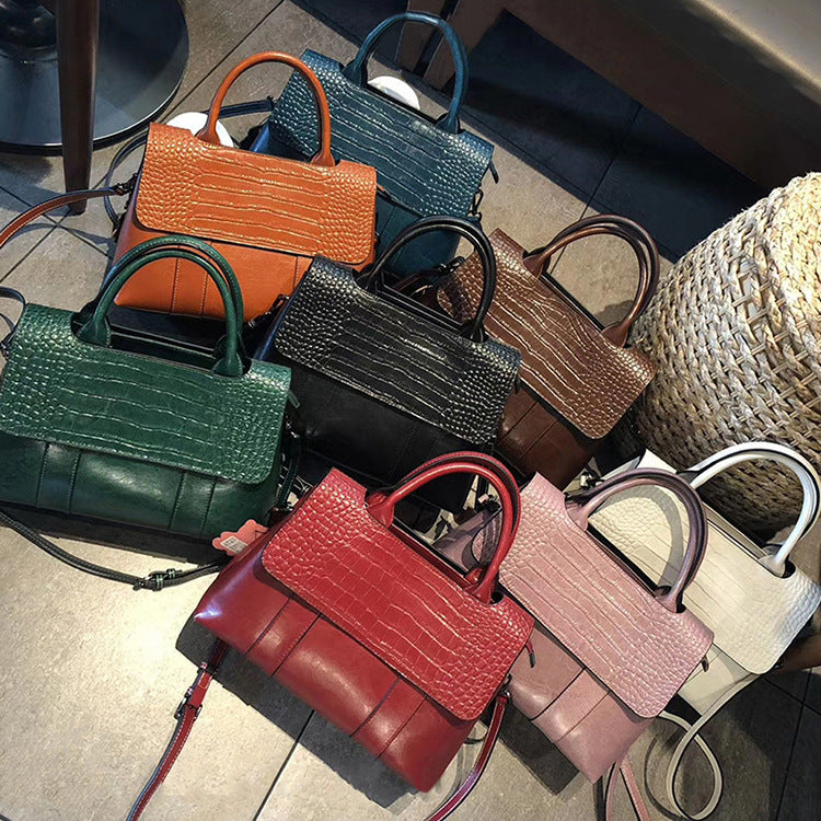 Women's Fashion Genuine Leather Portable Large Capacity Handbags