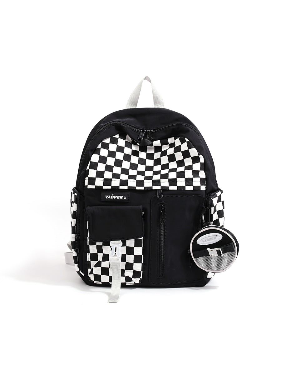 Women's & Men's Chessboard Plaid High College Leisure Large Backpacks