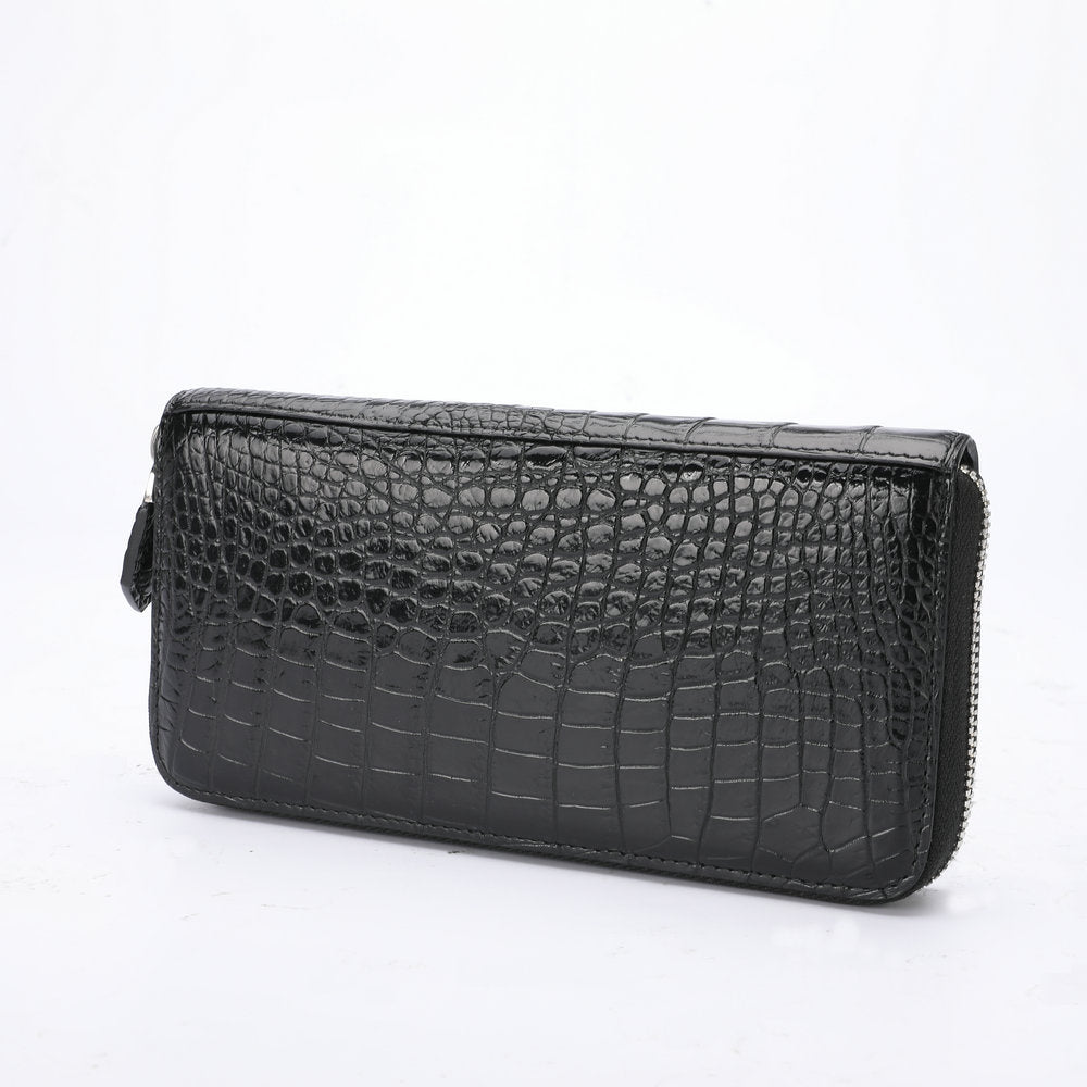 Men's Bright Crocodile Belly Clutch Leather Long Men's Handbags