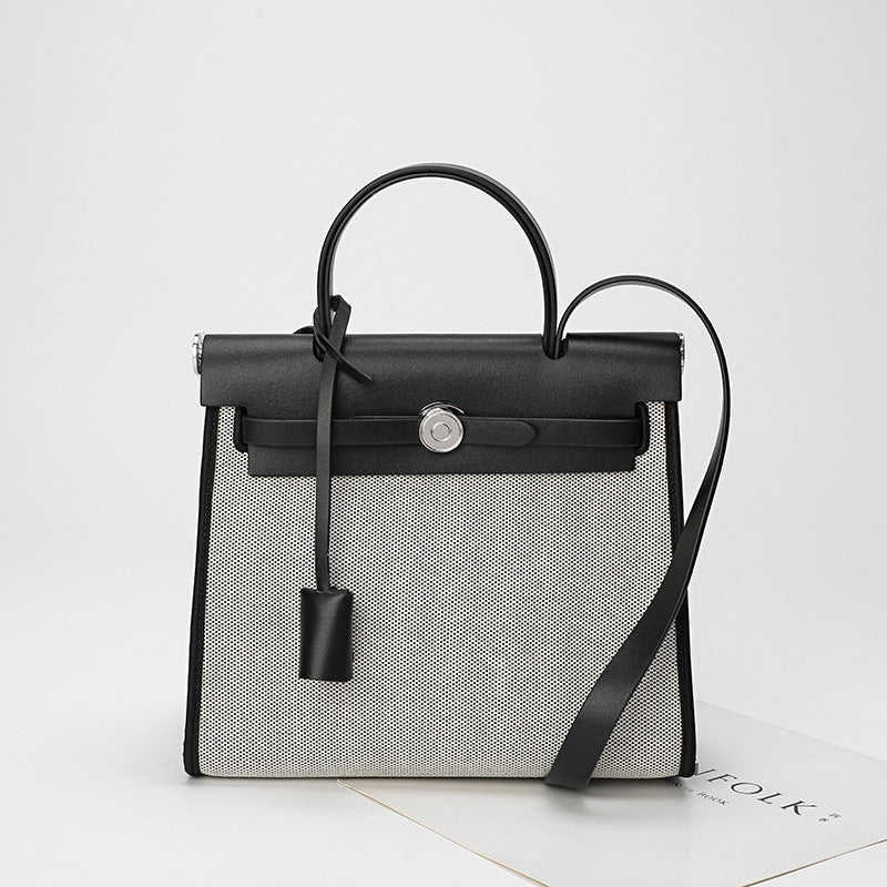 Women's Leather Retro Fashion Canvas Kelly Design Handbags