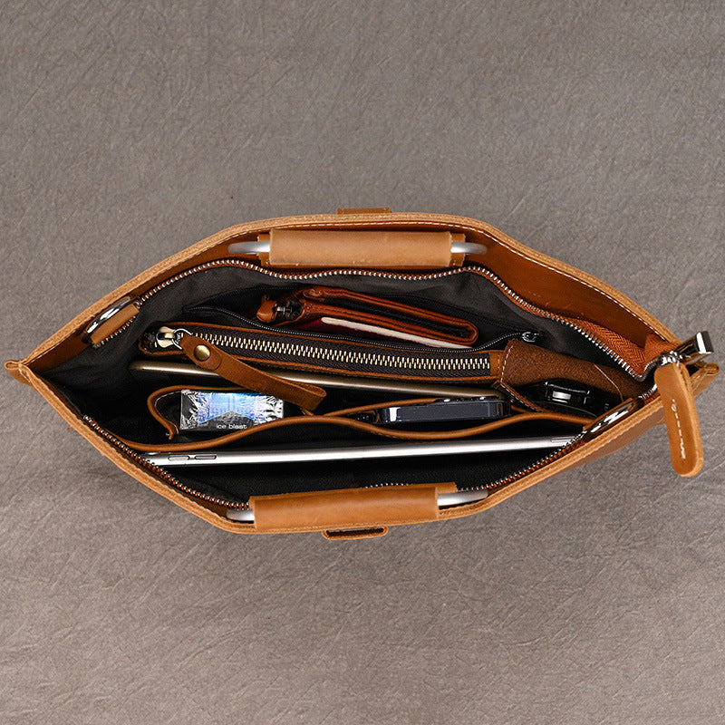 Men's Retro Genuine Leather Horizontal Crazy Horse Men's Handbags