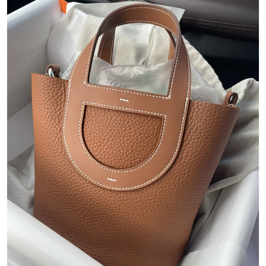 Women's First Layer Cowhide Pig Nose Vegetable Basket Bags