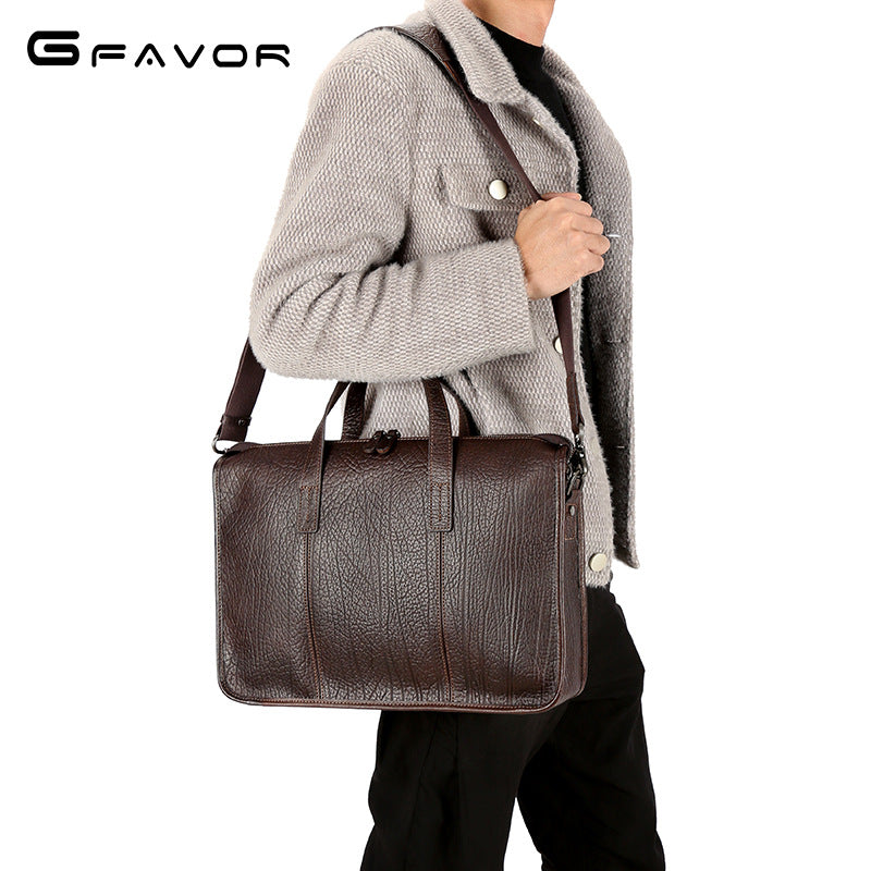 Men's For First Layer Cowhide Inch Computer Men's Handbags
