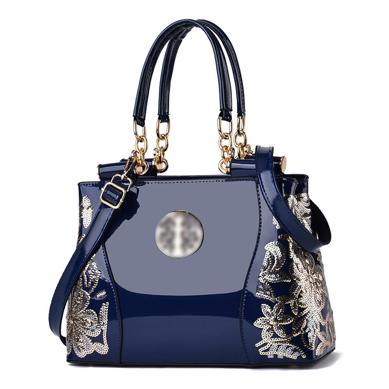 Large Capacity Bright Leather Double Sided Shoulder Bags