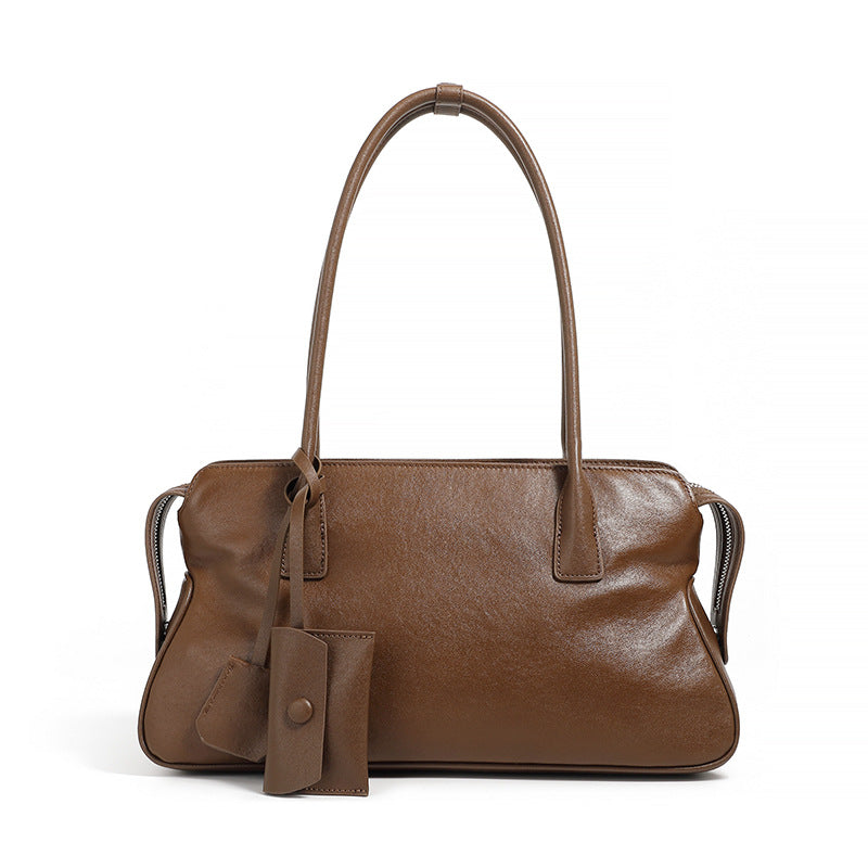Women's Niche Leather Vegetable Tanning Hand Holding Shoulder Bags