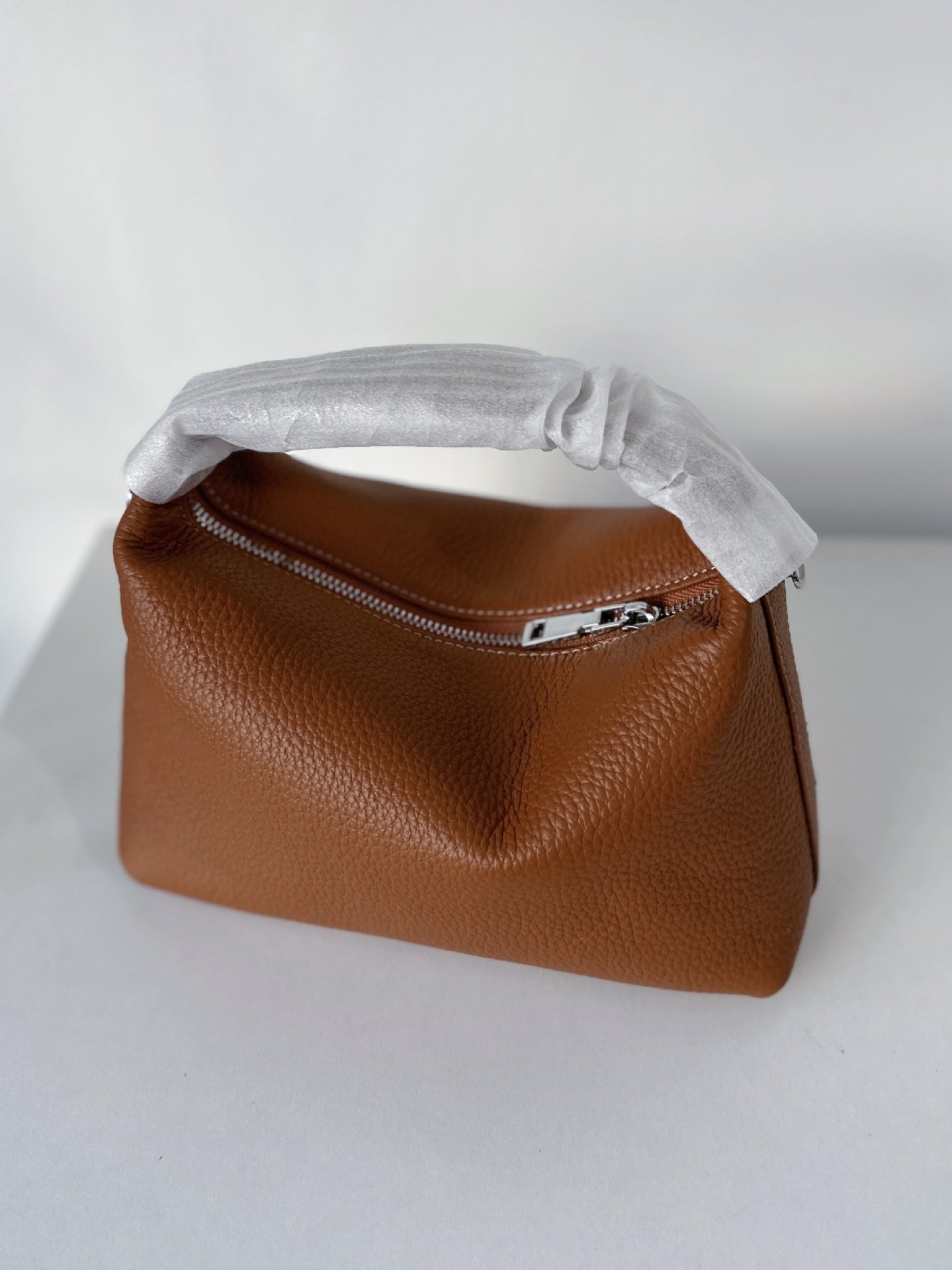 Women's Layer Cowhide Lunch Box Boston Lychee Shoulder Bags