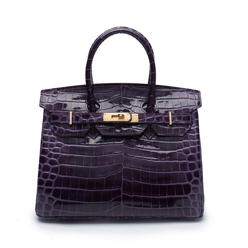 Women's Fashion Crocodile Pattern Genuine Leather Cow Bags