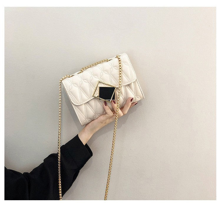 Women's Genuine Leather Diamond Embroidery Thread Chain Bags