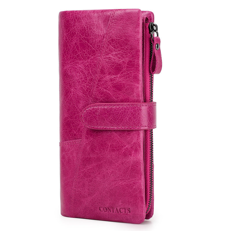 Men's Black Angel Fashion Long Patchwork Cowhide Men's Wallets