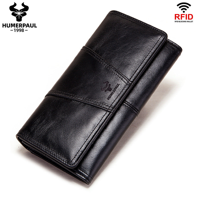 Women's Leather Retro Mobile Clutch First Layer Ladies Wallets