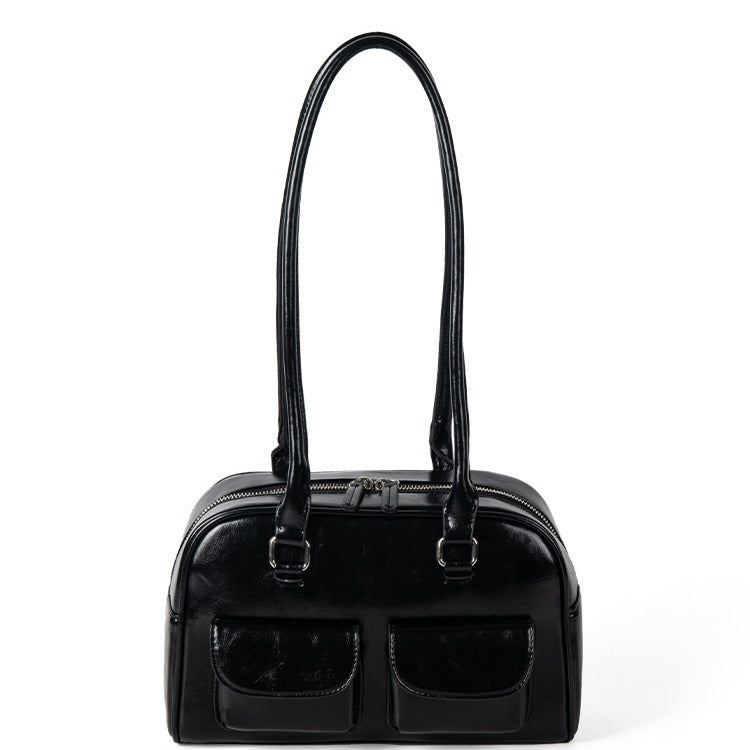 Women's Oil Wax Leather Underarm Large Capacity Shoulder Bags