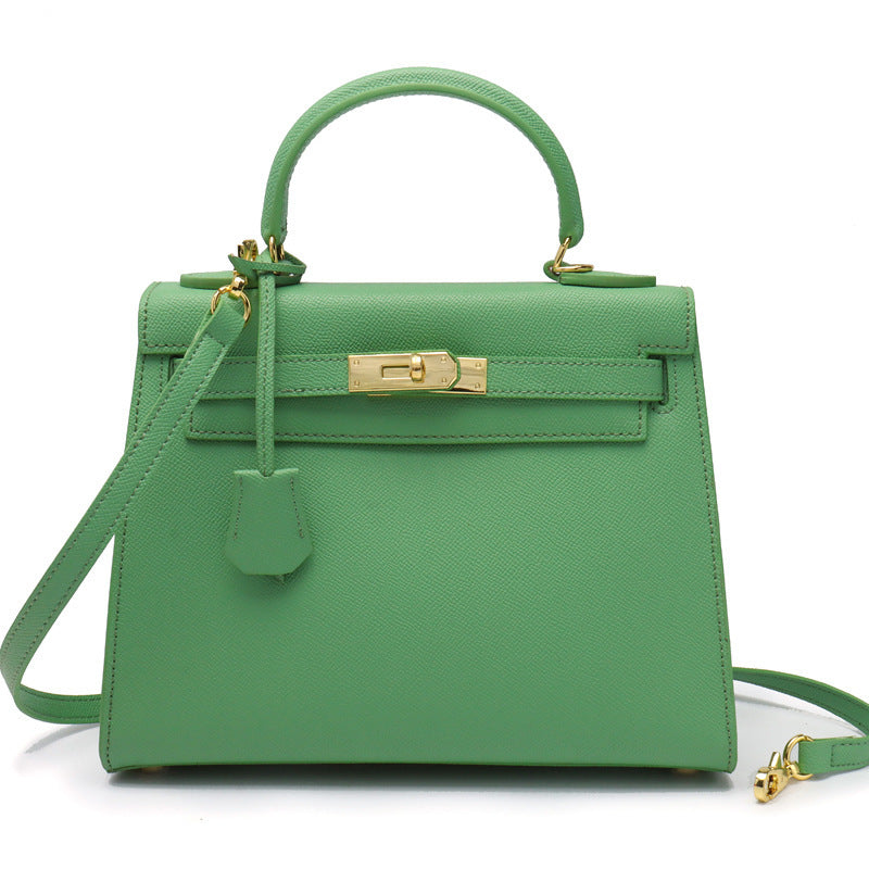 Women's Palm Print Cowhide Platinum Twist Genuine Handbags