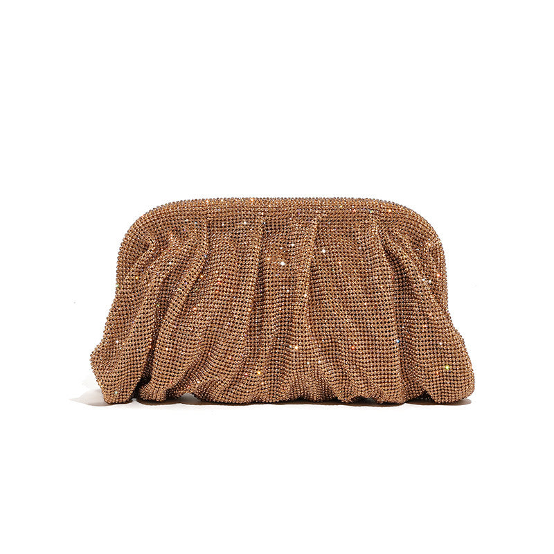Hand Clutch Pleated Chain Rhinestone Cloud Clip Bags