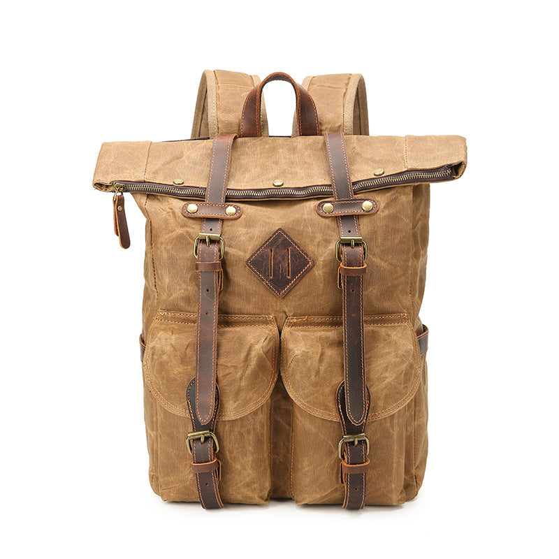 Retro Waterproof Crazy Horse Leather Canvas Convenient Backpacks