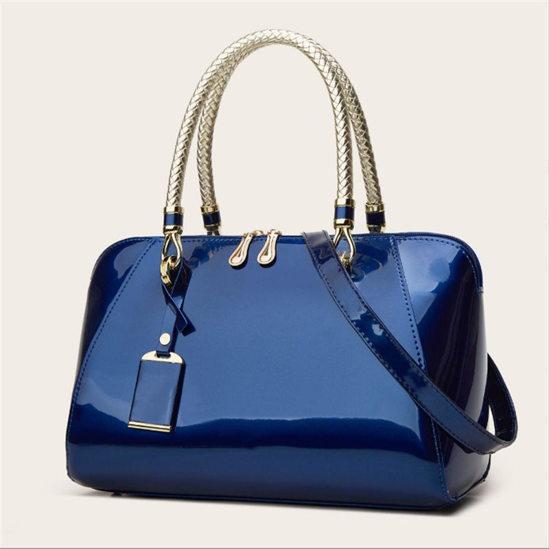 Women's Glossy Bridal Versatile Patent Leather Textured Handbags