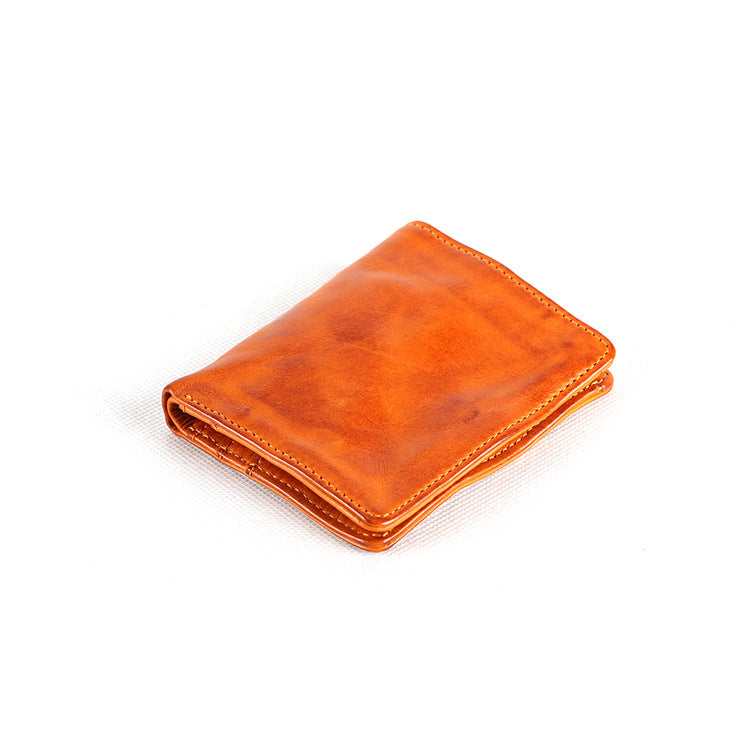 Leather Simple Retro Two-fold Short Multiple Slots Driving Ladies Wallets