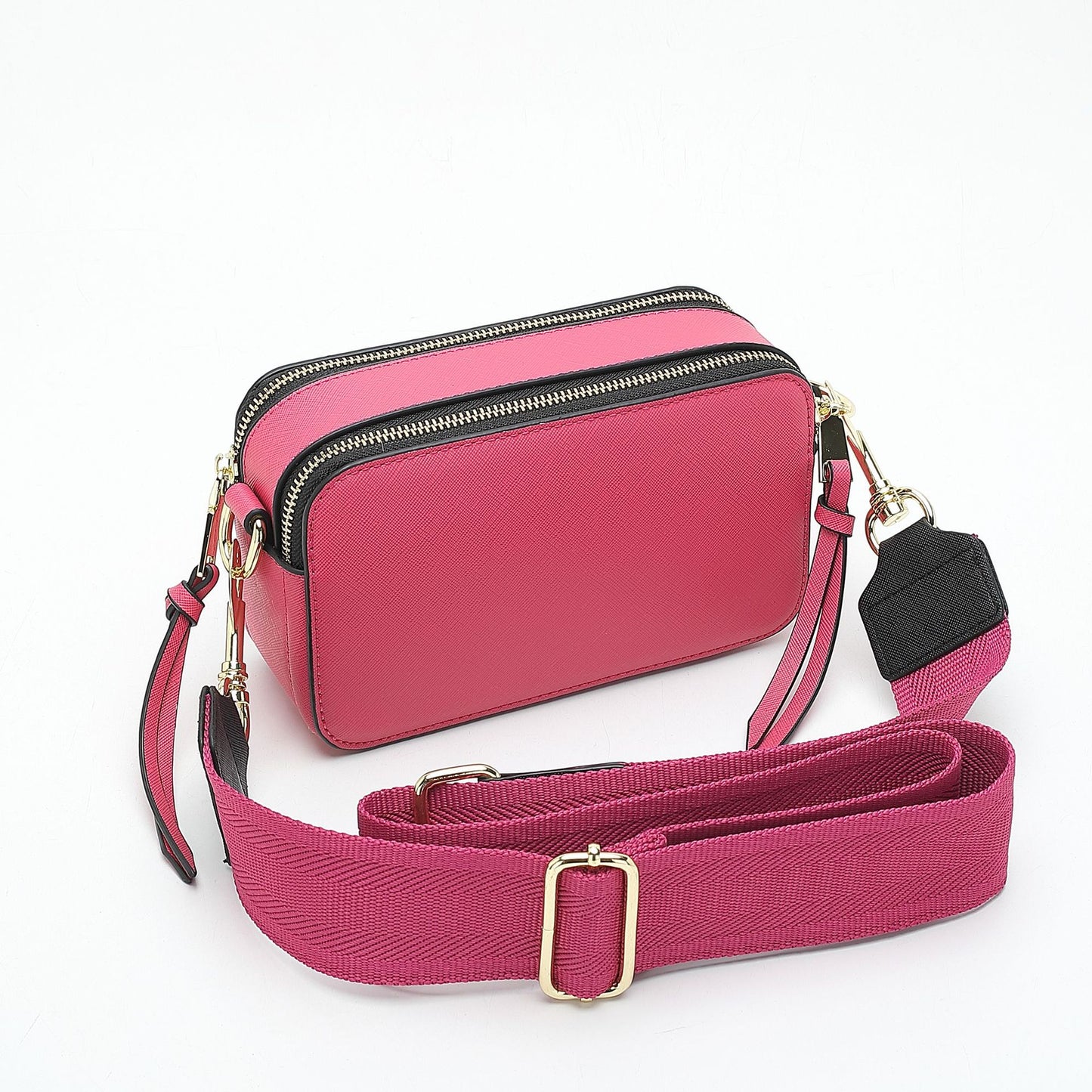 Women's Wide Strap Mark Double Zipper Classic Bags