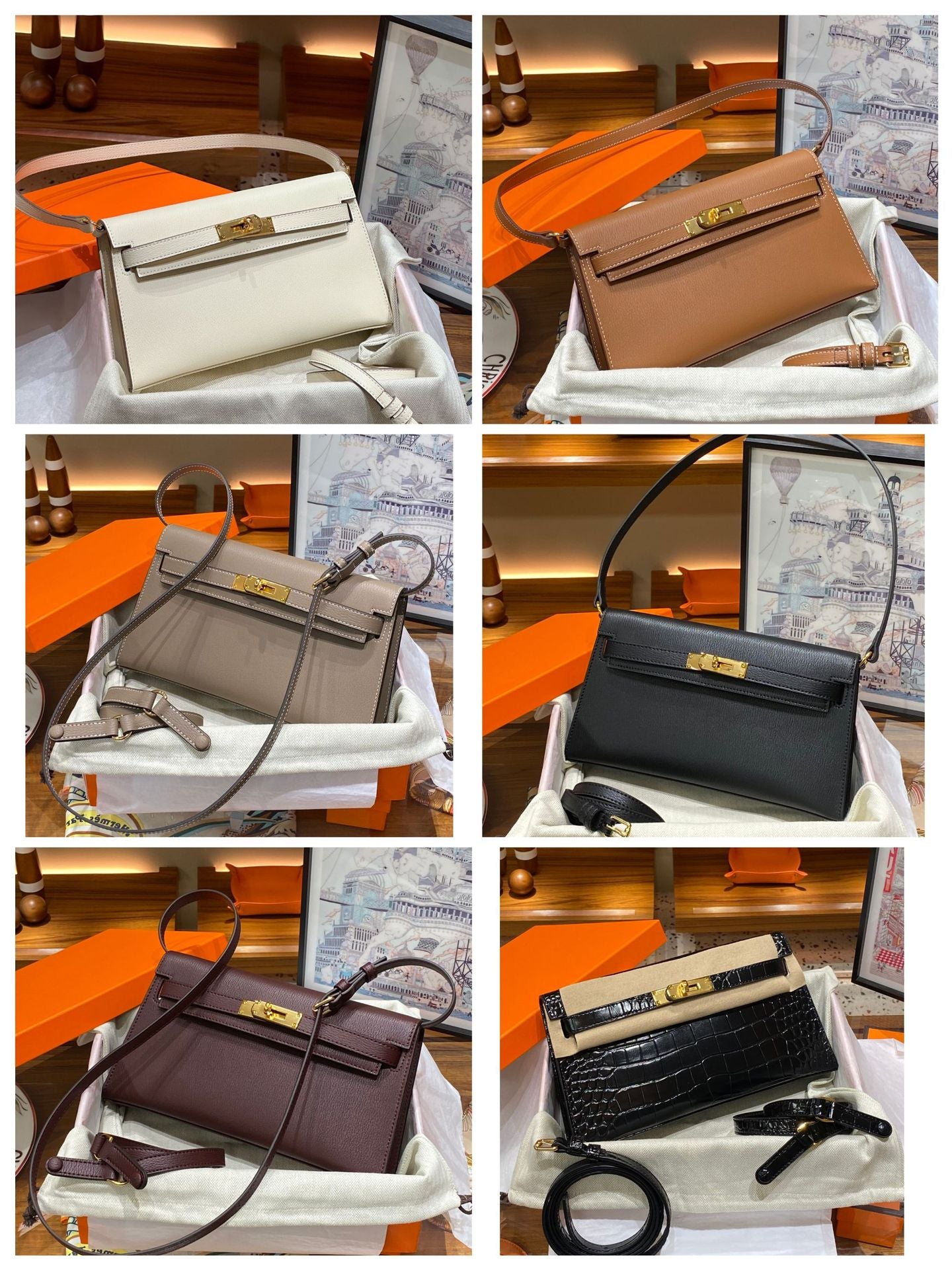 Women's Kelly Underarm Leather Goat Pattern Niche Shoulder Bags
