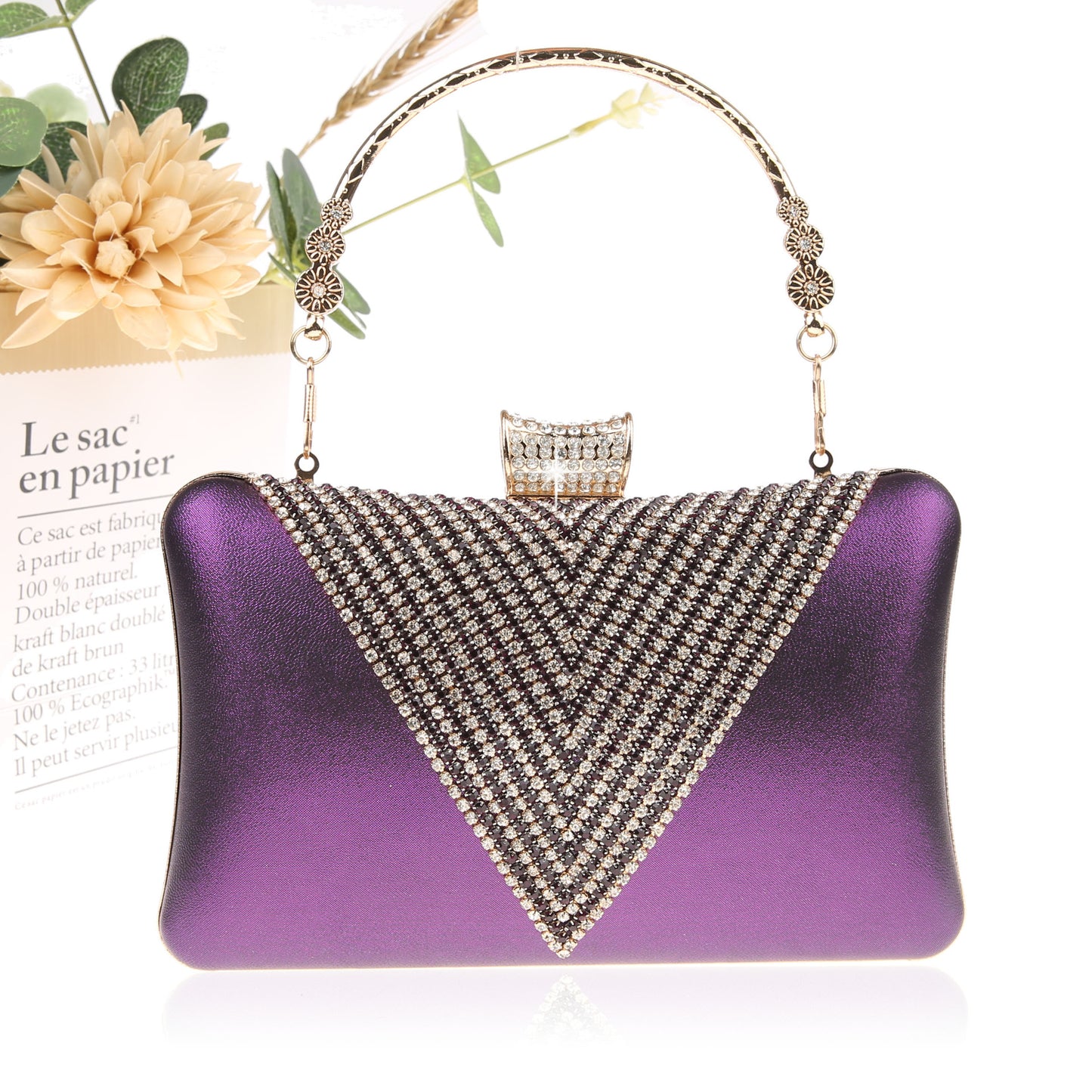 Women's Quality Rhinestone Luxury Elegant Banquet Portable Easy To Bags