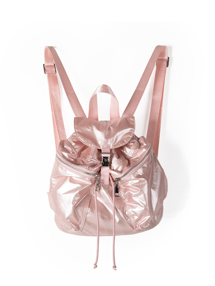 Korean Niche Design Drawstring Glossy Lightweight Backpacks