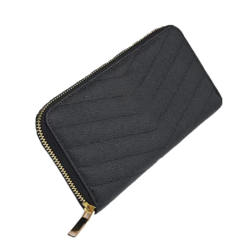 Long Zip Cowhide Multiple Slots Credit Ladies Wallets