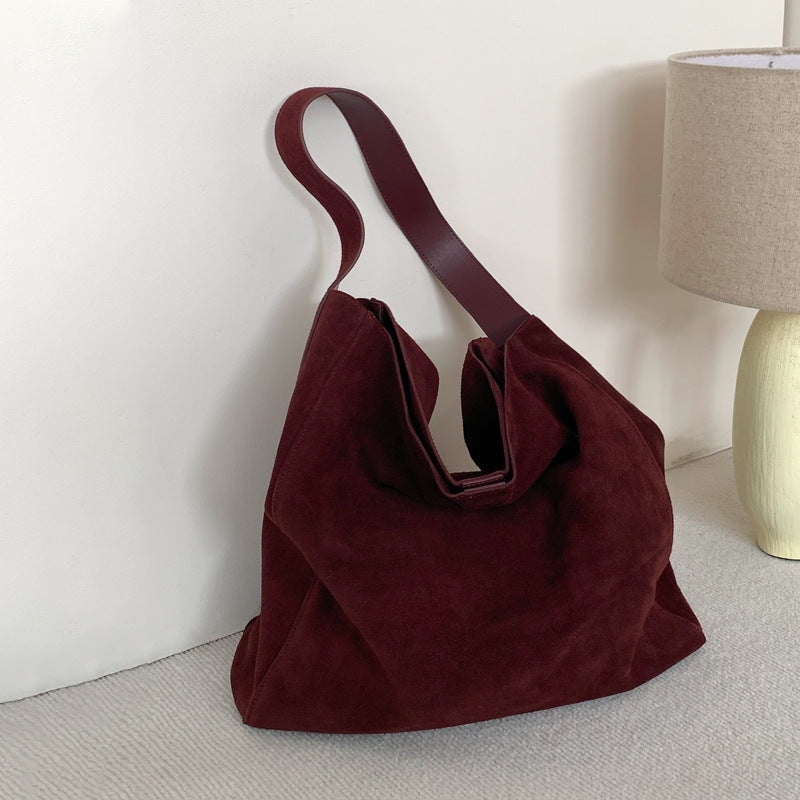 Frosted Leather Underarm Idle Style Large Shoulder Bags