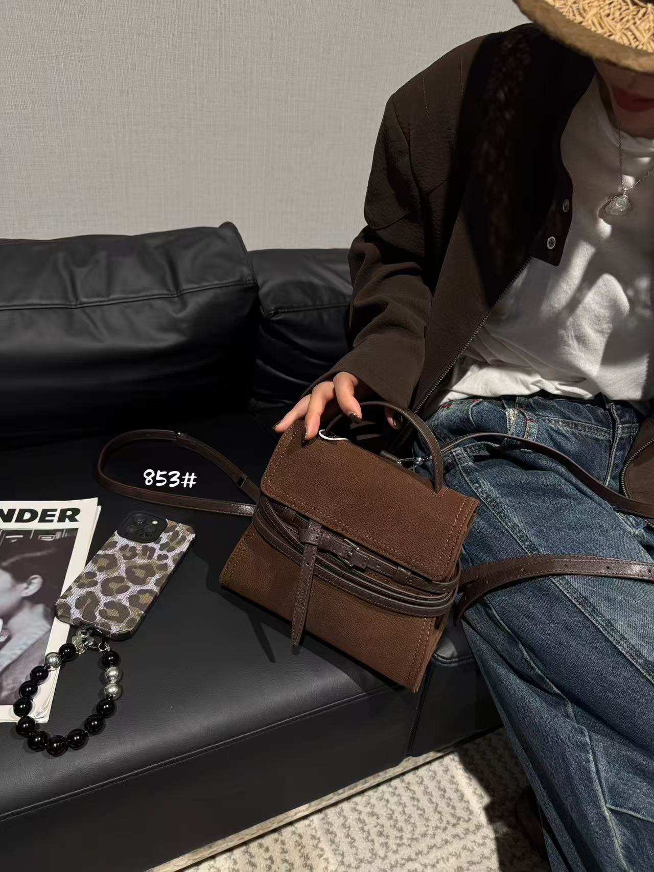 Women's Design Vintage Leather Drawstring High Sense Bags