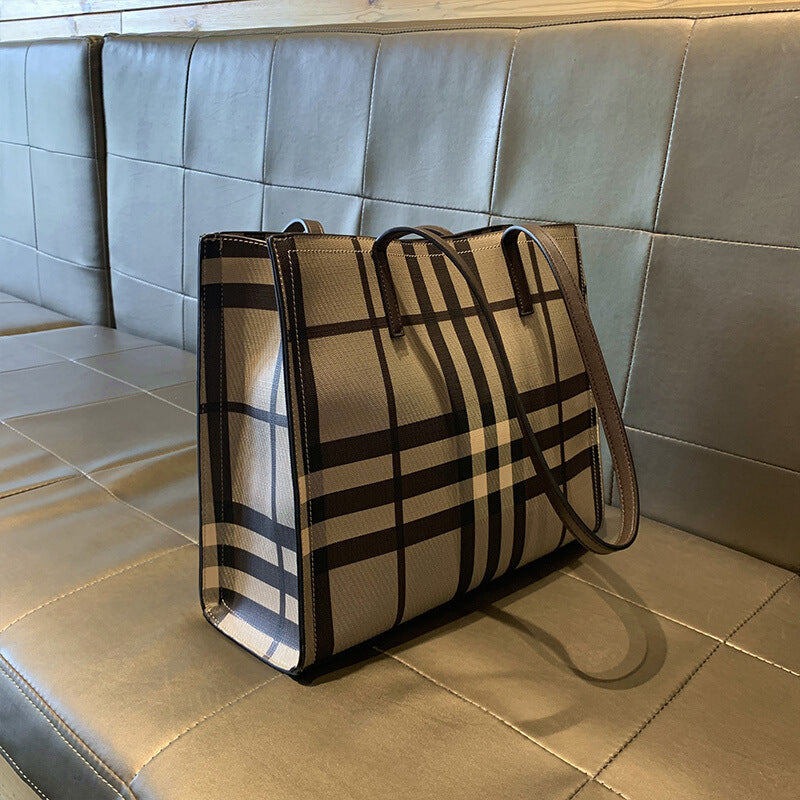 Women's Light Luxury Plaid Portable Contrast Color Letter Handbags