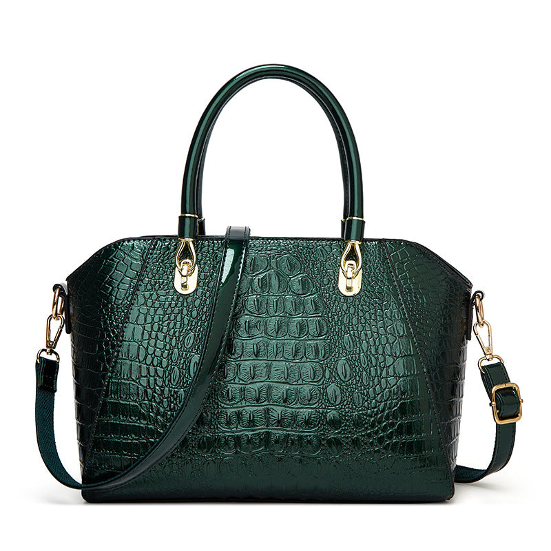 Women's Fashion Crocodile Pattern Large Capacity Commuter Handbags