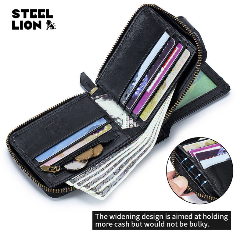 Men's Layer Genuine Leather Driving License Horizontal Multi Men's Wallets