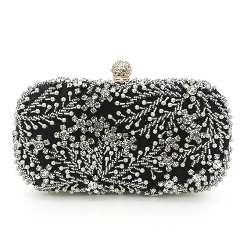Women's Heavy Handmade Pearl Embroidery Dinner Clutch With Evening Bags