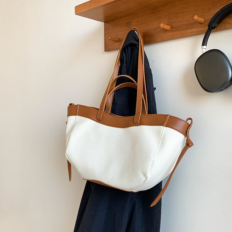 Capacity Commute Design High-grade Canvas Stitching Shoulder Bags