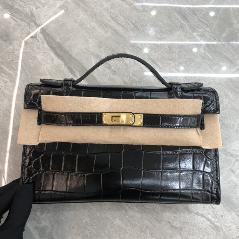 Women's Crocodile Pattern Generation Kelly Cow Leather Shoulder Bags