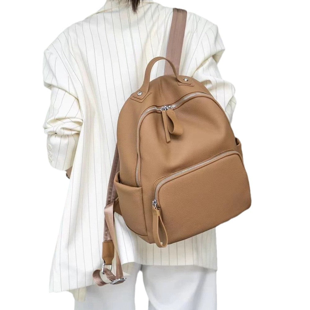 Women's Versatile Leather Cowhide Commuter Computer Backpacks
