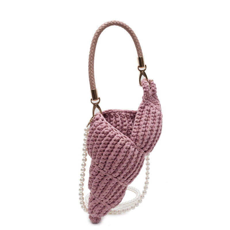 Women's Woven Handmade Seaside Conch Shell Strap Handbags