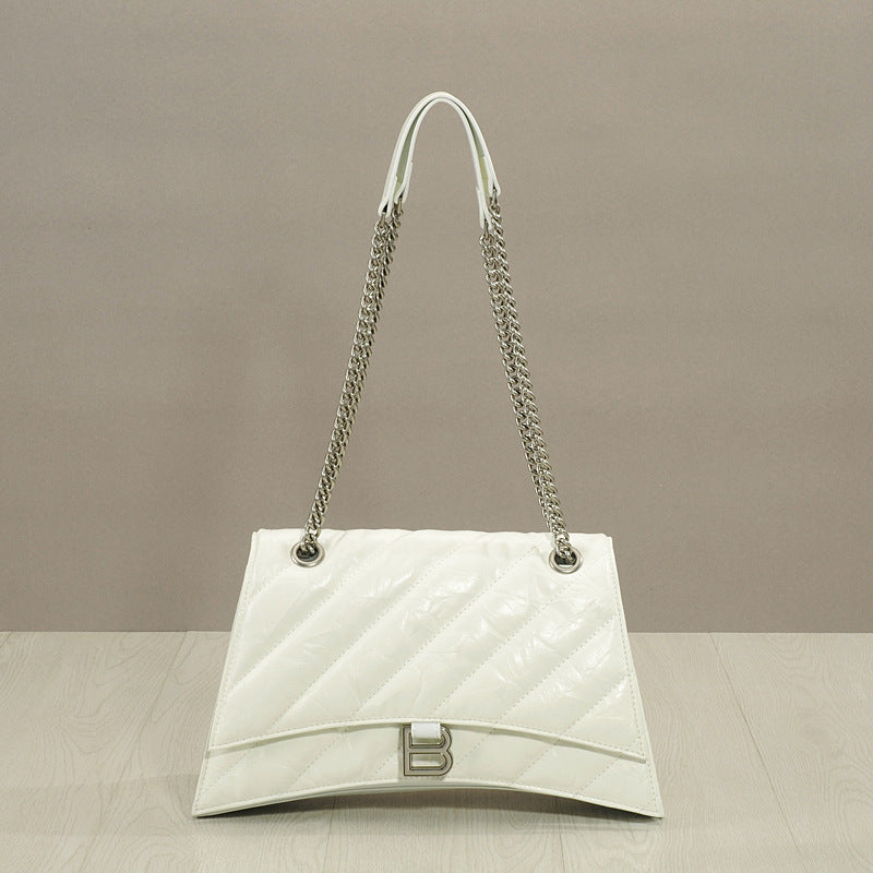 Women's High-grade First Layer Cowhide Hourglass Pleated Bags