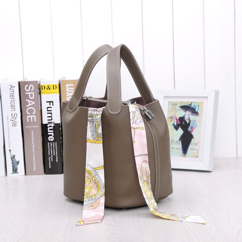 Women's Lunch Box Head Cowhide Genuine Leather Handbags